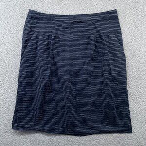 Agnès B. Midi Skirt Cotton Mid Length Fine Dot Pattern Navy Blue US 10 FR 42